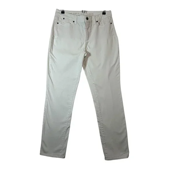 Talbots Womens White Heritage Straight-Leg Pants Size 10 Cotton Blend - Picture 14 of 15